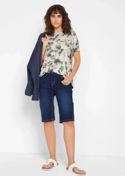 bonprix Jeans|Bekleidung·Shirts & Tops^Jeans Bermuda Mid Waist, Stretch blau denim used