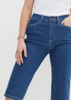 bonprix Jeans|Shorts^Jeans Bermuda Slim Fit High Waist blau denim used