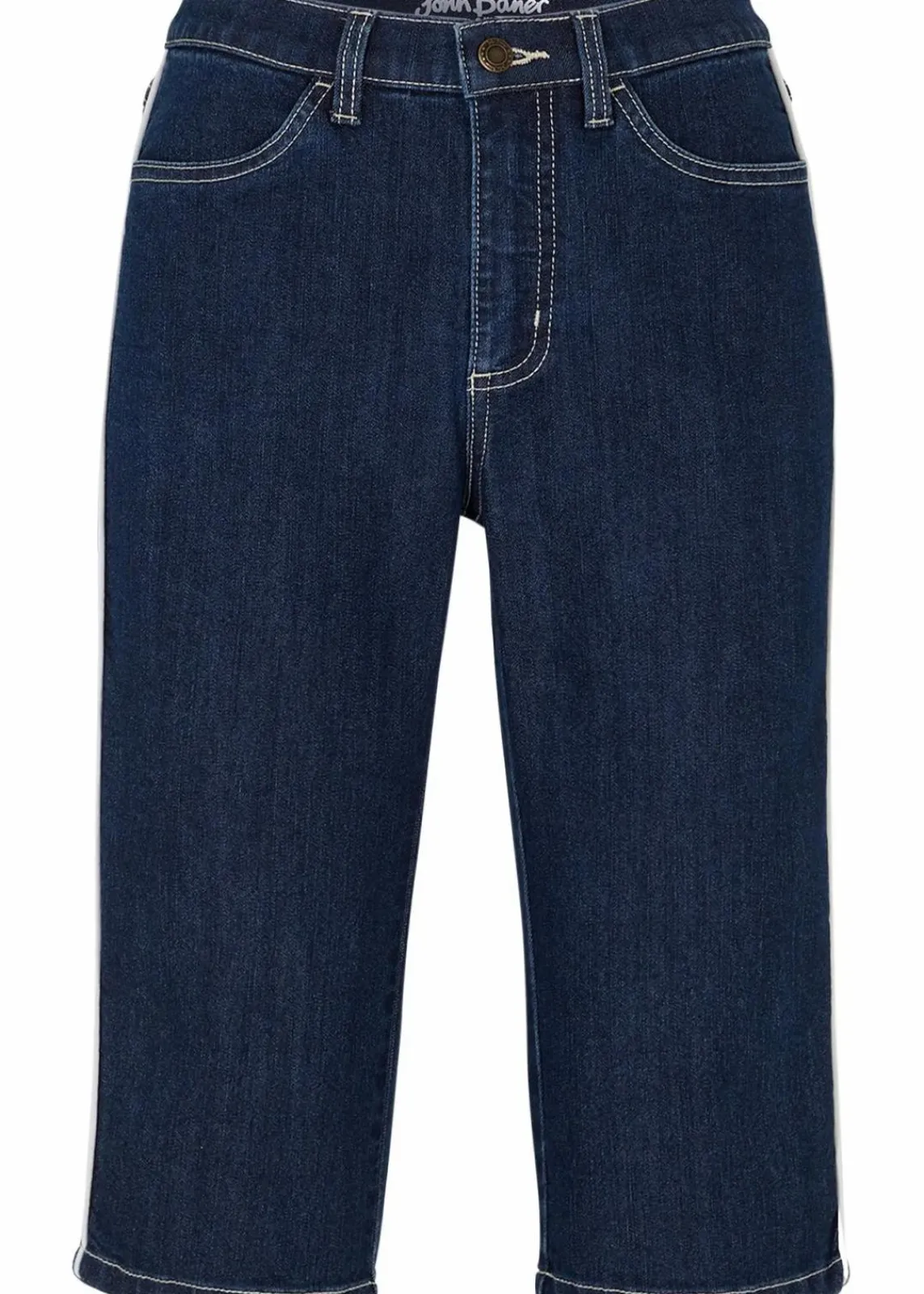 bonprix Bekleidung·Outdoorbekleidung|Bekleidung·Shirts & Tops^Jeans Bermuda Slim Fit High Waist dunkelblau denim used