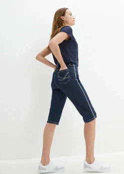 bonprix Bekleidung·Outdoorbekleidung|Bekleidung·Shirts & Tops^Jeans Bermuda Slim Fit High Waist dunkelblau denim used