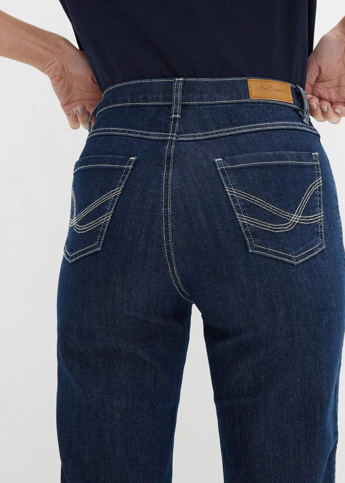 bonprix Bekleidung·Outdoorbekleidung|Bekleidung·Shirts & Tops^Jeans Bermuda Slim Fit High Waist dunkelblau denim used