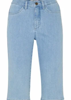 bonprix Jeans|Shorts^Jeans Bermuda Slim Fit High Waist eisblau denim used