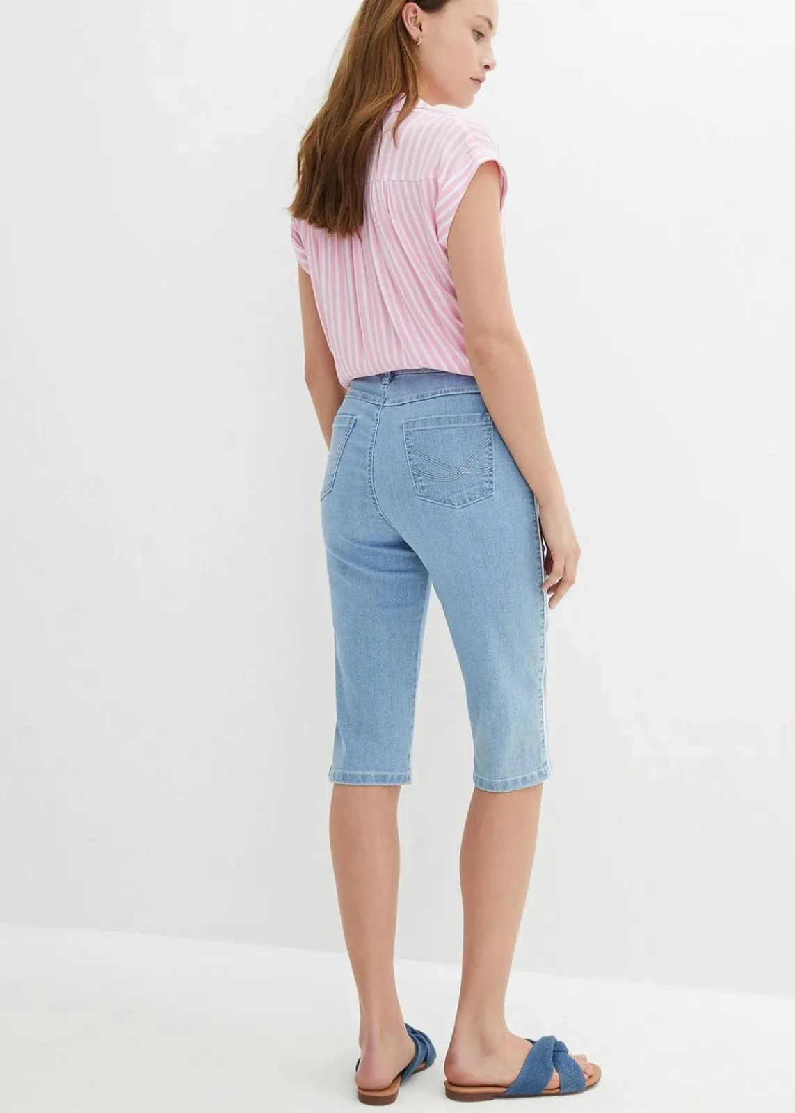 bonprix Jeans|Shorts^Jeans Bermuda Slim Fit High Waist eisblau denim used