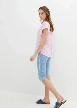 bonprix Jeans|Shorts^Jeans Bermuda Slim Fit High Waist eisblau denim used