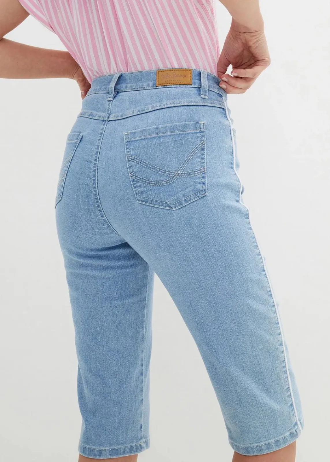 bonprix Jeans|Shorts^Jeans Bermuda Slim Fit High Waist eisblau denim used