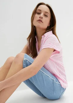 bonprix Jeans|Shorts^Jeans Bermuda Slim Fit High Waist eisblau denim used