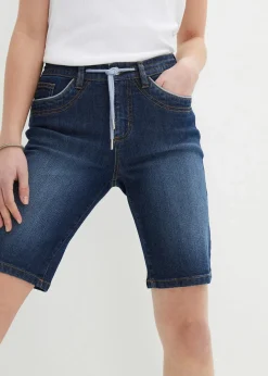 bonprix Jeans|Shorts^Jeans Bermuda Slim Fit Mid Waist dunkelblau denim used