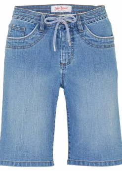 bonprix Bekleidung·Outdoorbekleidung|Bekleidung·Shirts & Tops^Jeans Bermuda Slim Fit Mid Waist mittelblau denim used