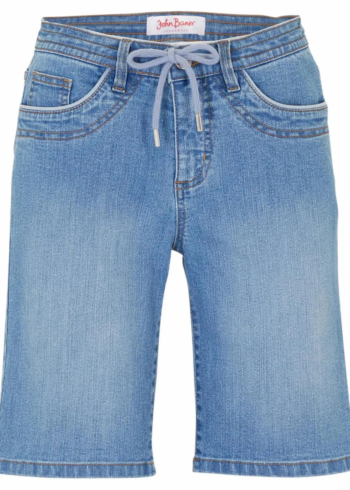 bonprix Bekleidung·Outdoorbekleidung|Bekleidung·Shirts & Tops^Jeans Bermuda Slim Fit Mid Waist mittelblau denim used