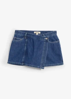 bonprix Bekleidung·Outdoorbekleidung|Bekleidung·Shirts & Tops^Jeans Hosenrock, Mid Waist blau denim used