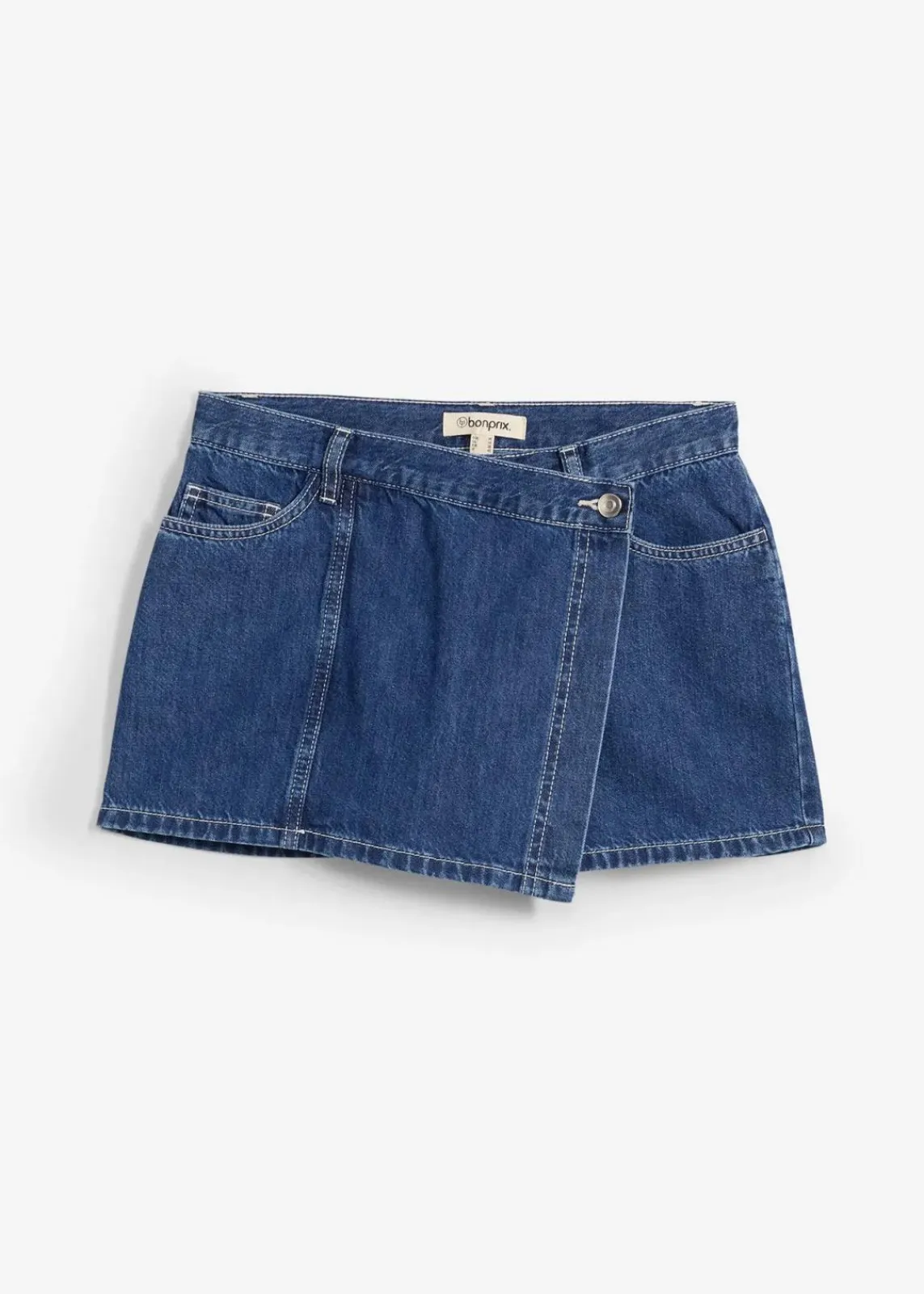 bonprix Bekleidung·Outdoorbekleidung|Bekleidung·Shirts & Tops^Jeans Hosenrock, Mid Waist blau denim used
