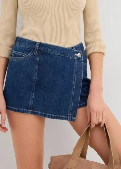 bonprix Bekleidung·Outdoorbekleidung|Bekleidung·Shirts & Tops^Jeans Hosenrock, Mid Waist blau denim used