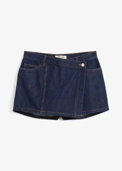 bonprix Jeans|Shorts^Jeans Hosenrock, Mid Waist tiefblau denim ungewaschen