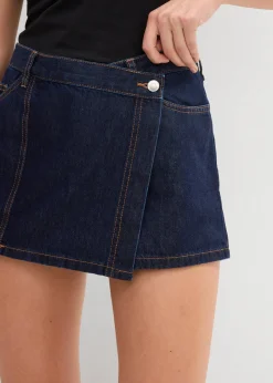 bonprix Jeans|Shorts^Jeans Hosenrock, Mid Waist tiefblau denim ungewaschen
