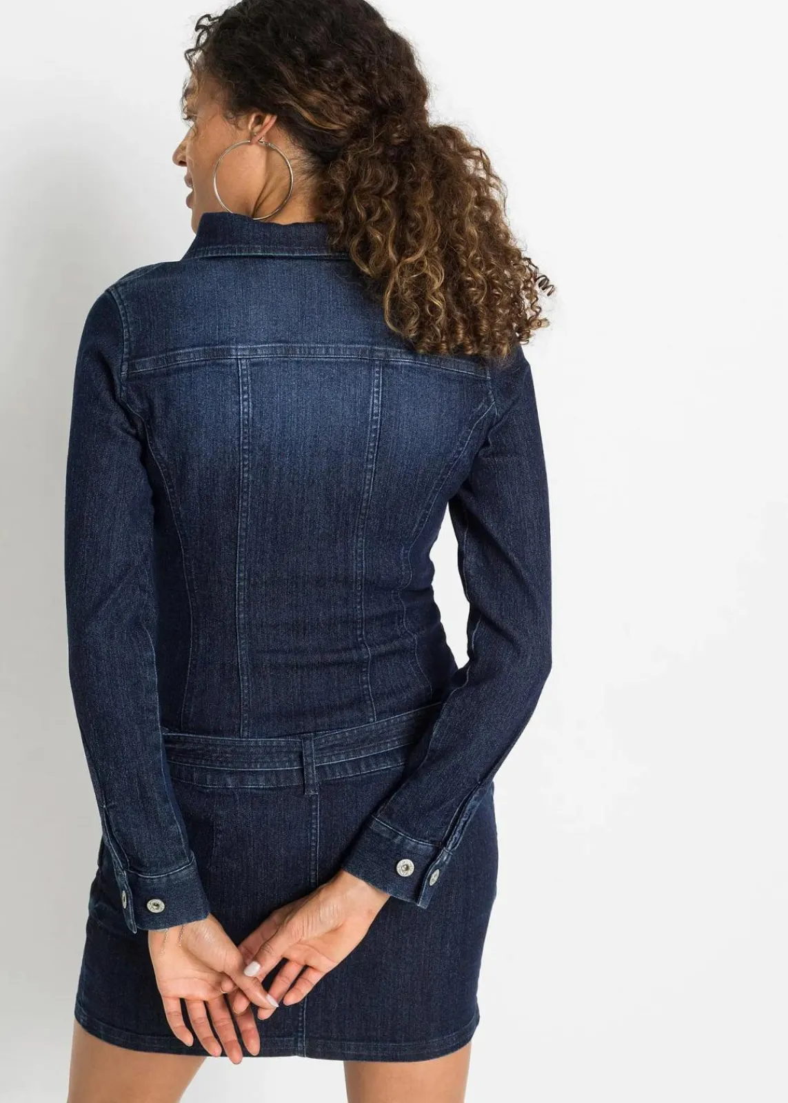 bonprix Kleider^Jeans Kleid mit Gürtel tiefblau denim ungewaschen