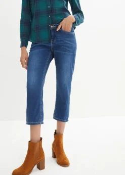 bonprix Bekleidung·Shirts & Tops|Jeans^7/8-Jeans, Komfort-Stretch blau used