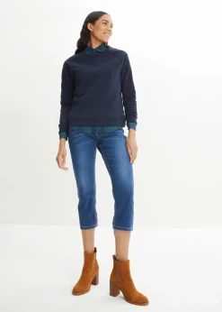 bonprix Bekleidung·Shirts & Tops|Jeans^7/8-Jeans, Komfort-Stretch blau used