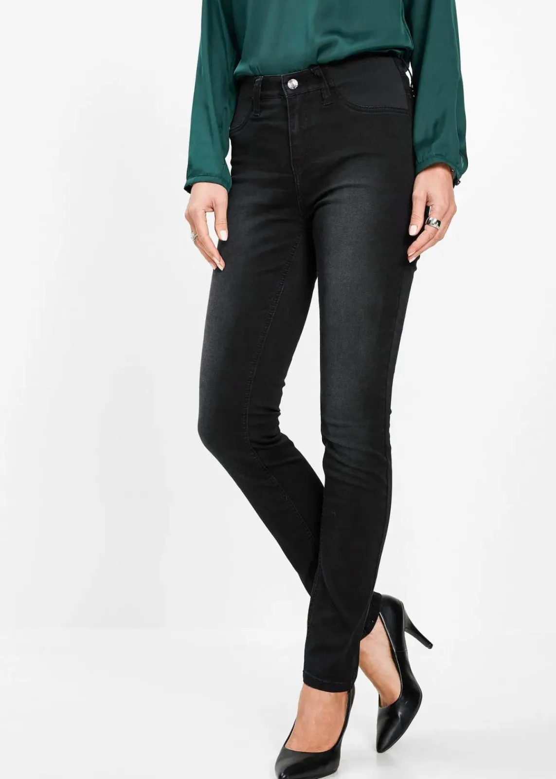 bonprix Jeans|Kurzgrößen^Jeans mit Bequembund black stone