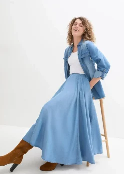 bonprix Röcke^Jeans Rock, High Waist, Bequembund hellblau denim