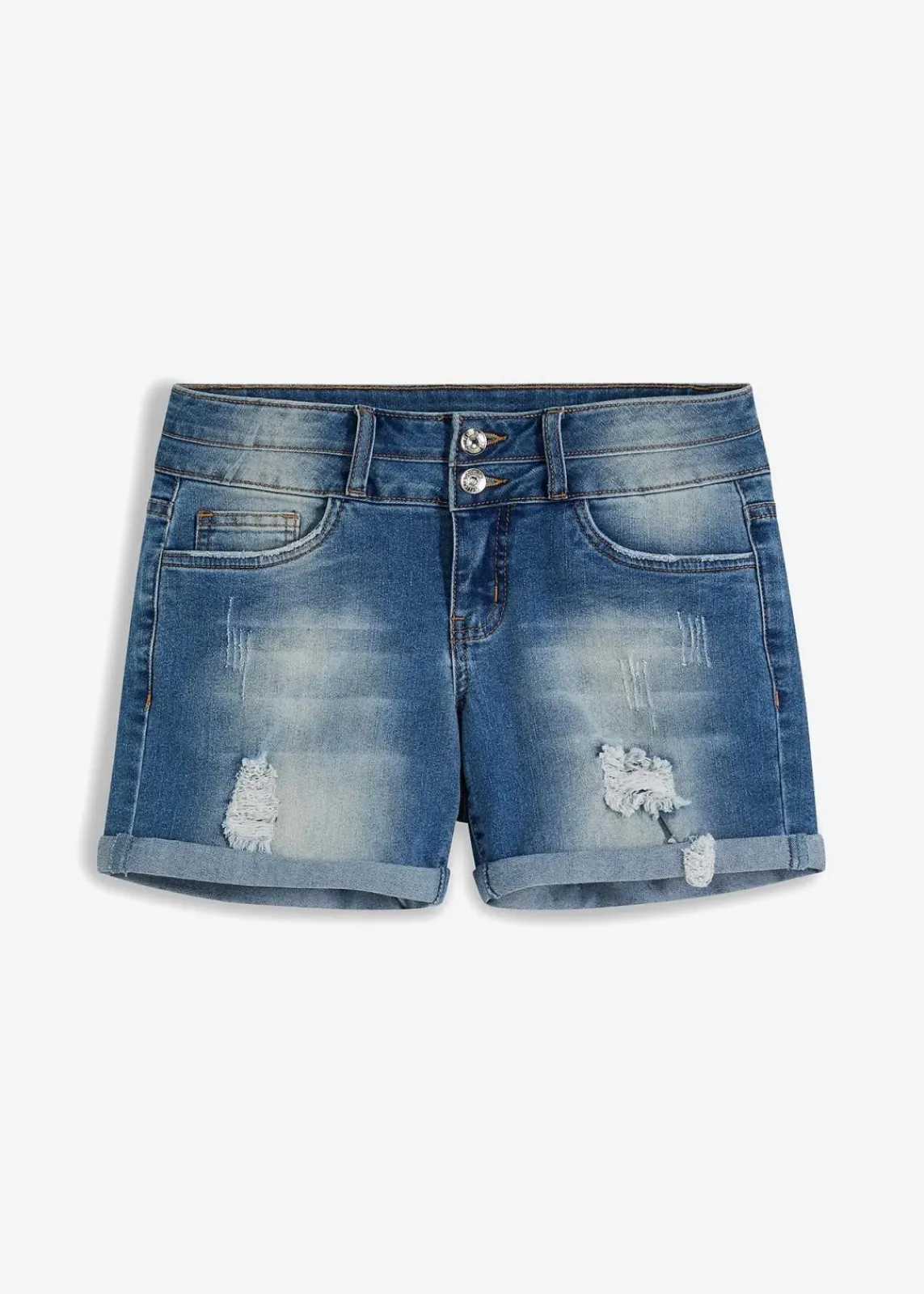 bonprix Bekleidung·Outdoorbekleidung|Bekleidung·Shirts & Tops^Jeans Shorts Mid Waist blau denim