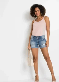 bonprix Bekleidung·Outdoorbekleidung|Bekleidung·Shirts & Tops^Jeans Shorts Mid Waist blau denim