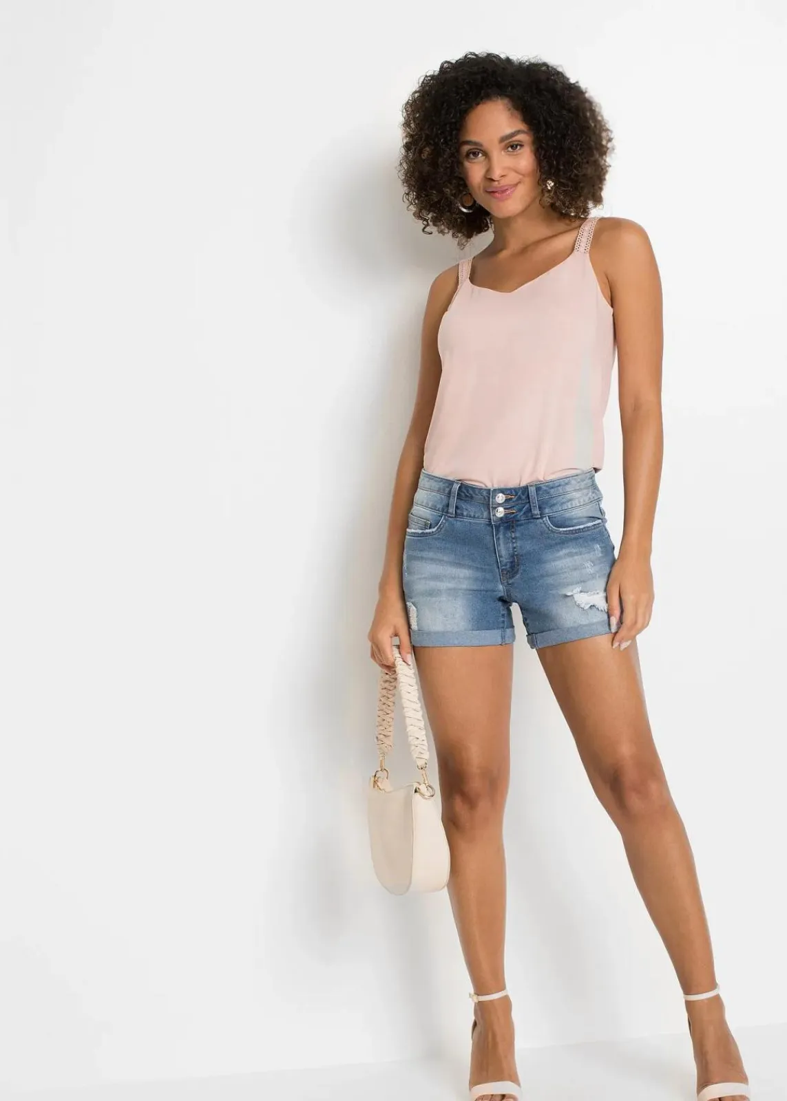 bonprix Bekleidung·Outdoorbekleidung|Bekleidung·Shirts & Tops^Jeans Shorts Mid Waist blau denim