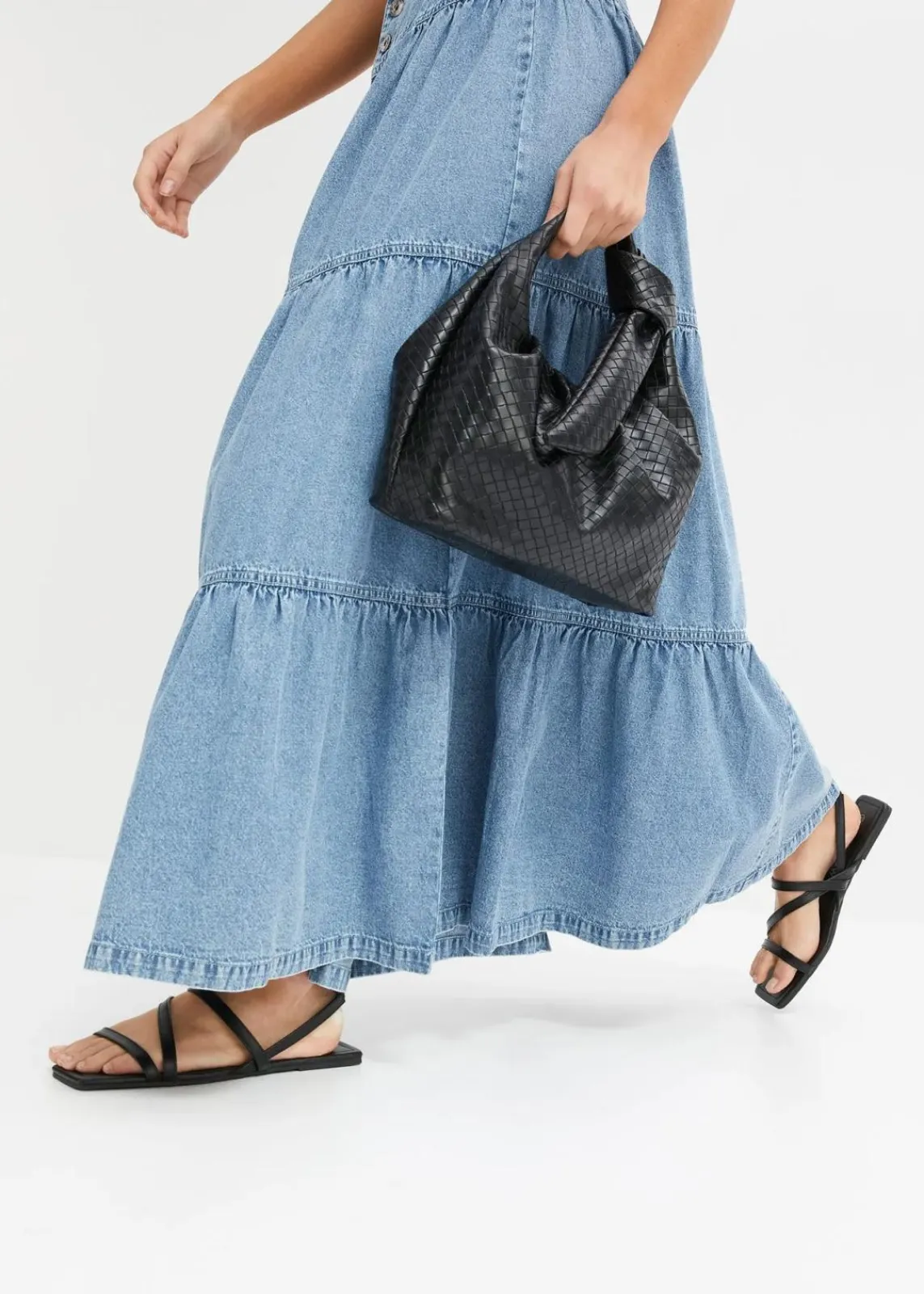 bonprix Bekleidung·Sportbekleidung|Röcke^Jeans Stufenrock mit Knopfleiste eisblau denim