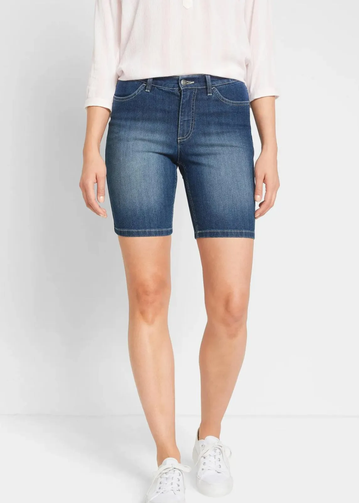 bonprix Bekleidung·Outdoorbekleidung|Bekleidung·Shirts & Tops^Jeans-Bermuda Mid Waist blau denim used