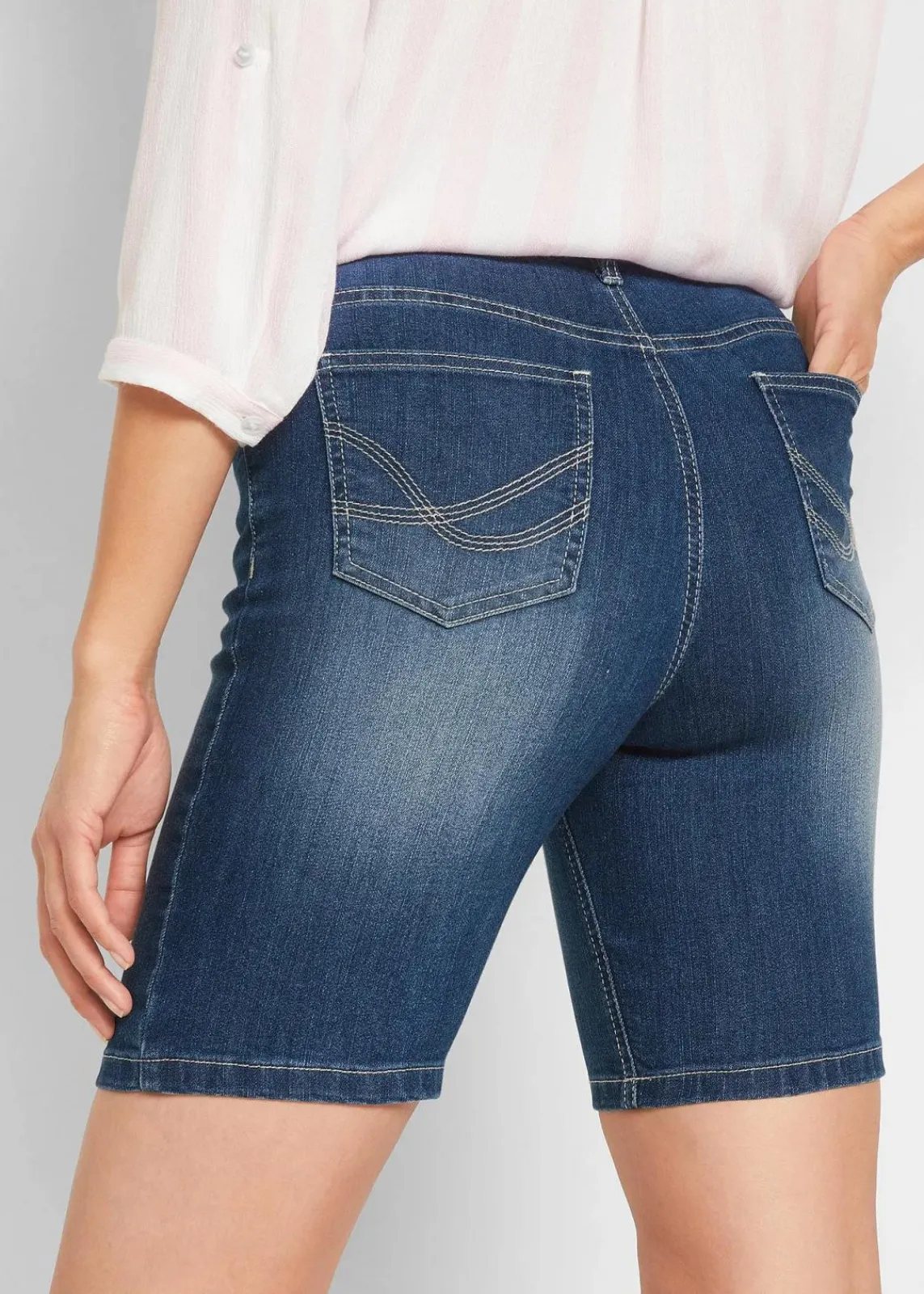 bonprix Bekleidung·Outdoorbekleidung|Bekleidung·Shirts & Tops^Jeans-Bermuda Mid Waist blau denim used