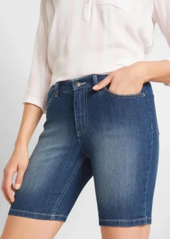 bonprix Bekleidung·Outdoorbekleidung|Bekleidung·Shirts & Tops^Jeans-Bermuda Mid Waist blau denim used