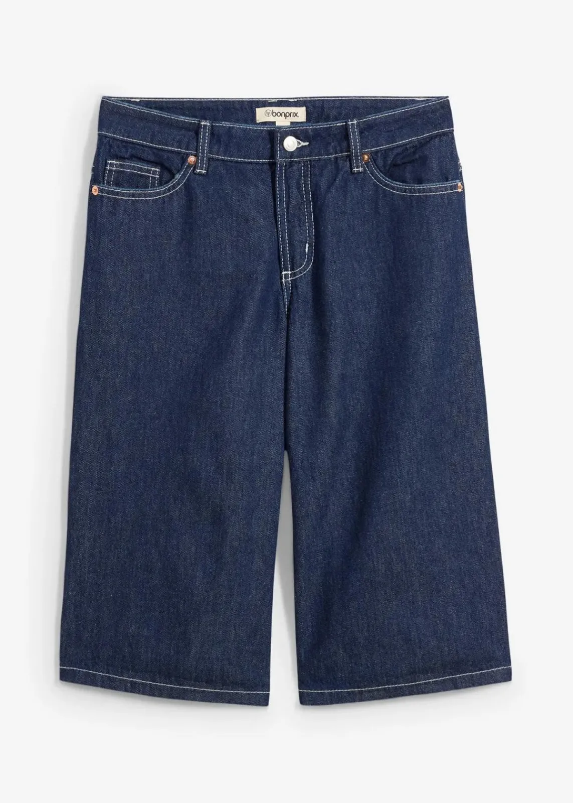 bonprix Jeans|Shorts^Jeans-Bermuda Mid Waist, Low Stretch tiefblau denim ungewaschen