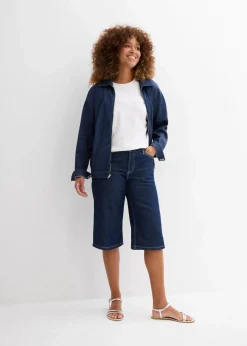 bonprix Jeans|Shorts^Jeans-Bermuda Mid Waist, Low Stretch tiefblau denim ungewaschen