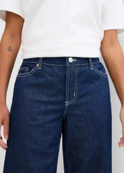 bonprix Jeans|Shorts^Jeans-Bermuda Mid Waist, Low Stretch tiefblau denim ungewaschen
