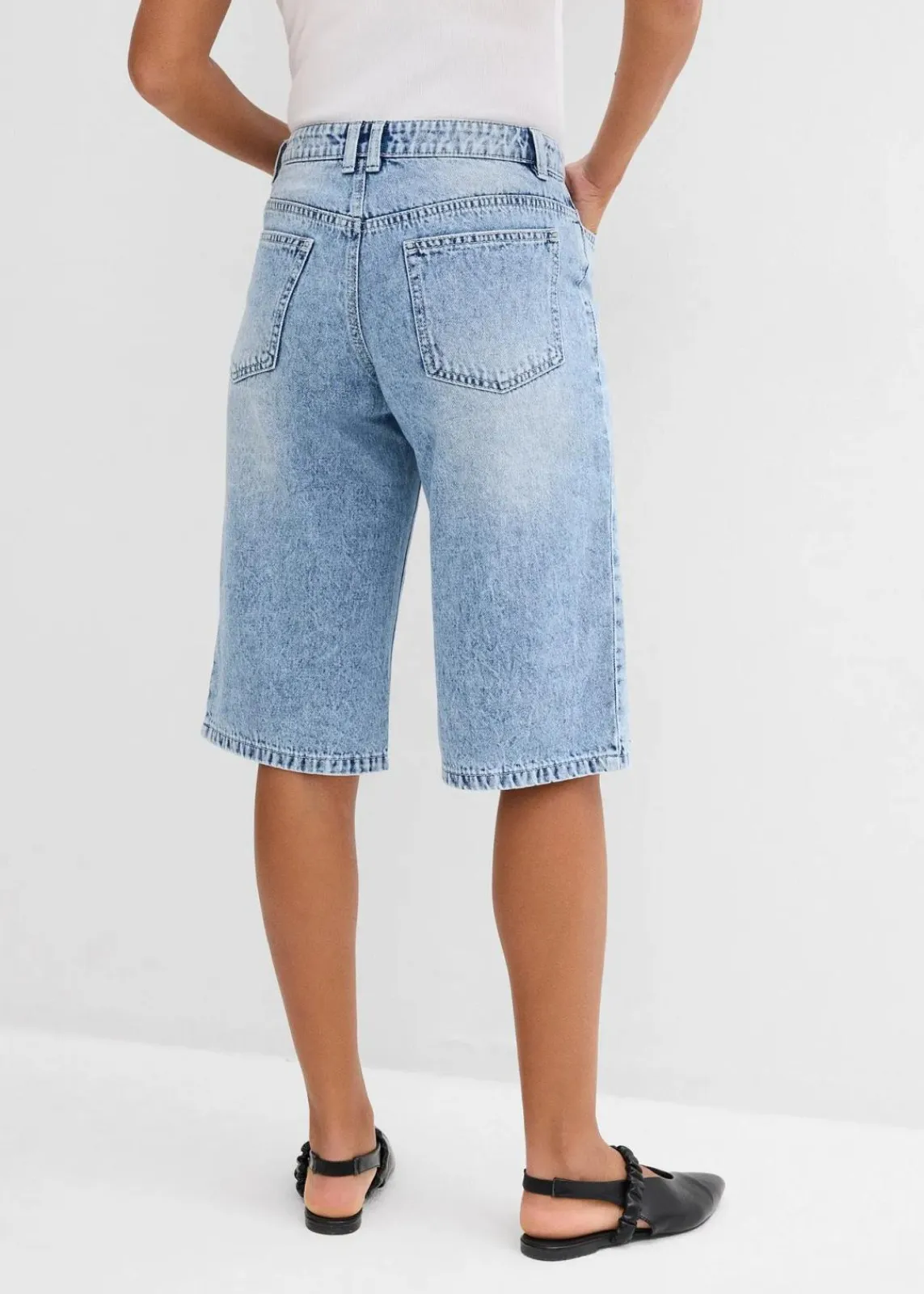 bonprix Jeans|Shorts^Jeans-Bermuda Mid Waist, Low Stretch eisblau denim used