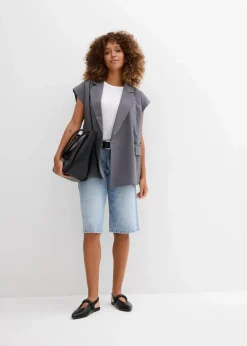 bonprix Jeans|Shorts^Jeans-Bermuda Mid Waist, Low Stretch eisblau denim used