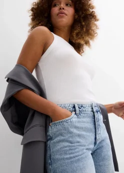 bonprix Jeans|Shorts^Jeans-Bermuda Mid Waist, Low Stretch eisblau denim used