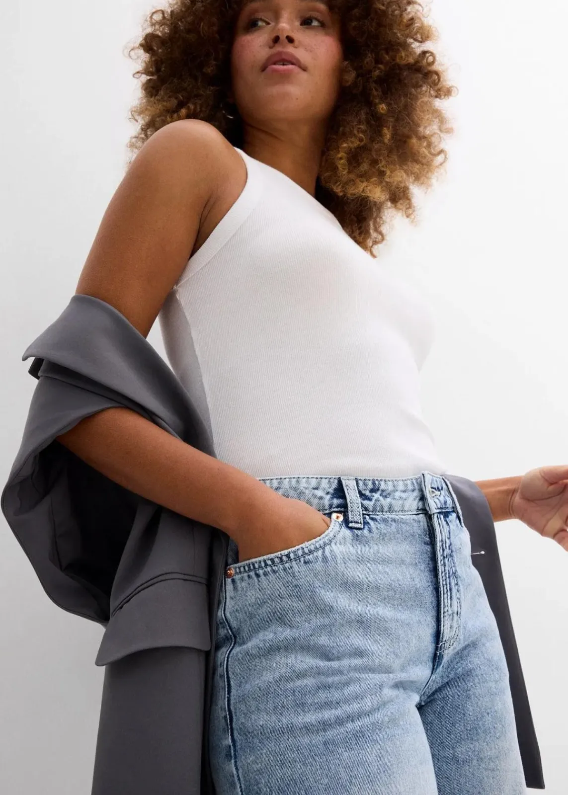 bonprix Jeans|Shorts^Jeans-Bermuda Mid Waist, Low Stretch eisblau denim used