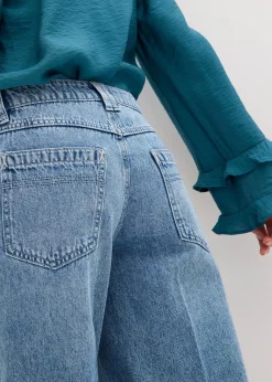 bonprix Bekleidung·Outdoorbekleidung|Bekleidung·Shirts & Tops^Jeans-Bermuda Mid Waist, Low Stretch blau denim used