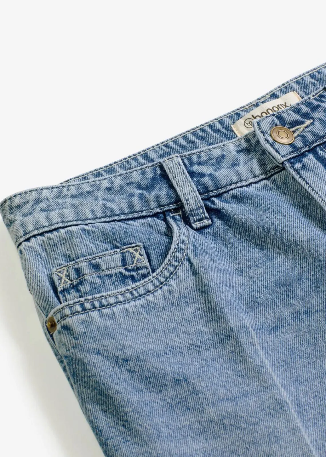 bonprix Bekleidung·Outdoorbekleidung|Bekleidung·Shirts & Tops^Jeans-Bermuda Mid Waist, Low Stretch blau denim used