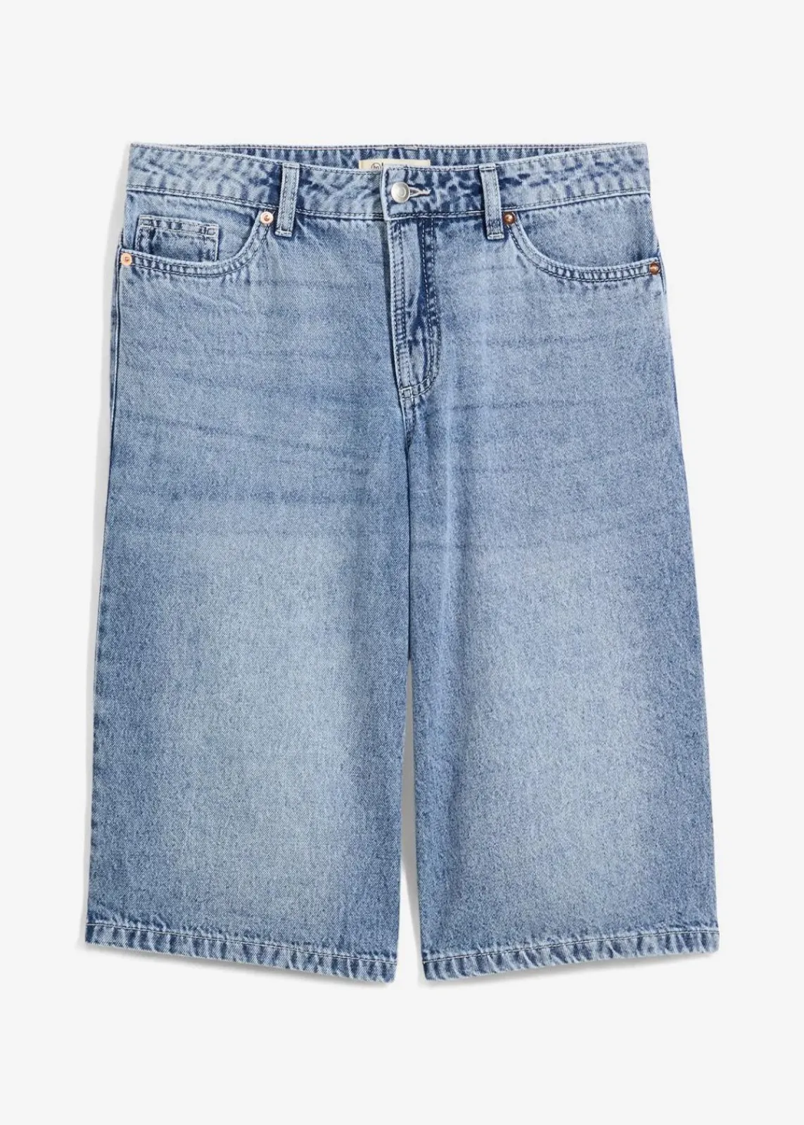 bonprix Bekleidung·Outdoorbekleidung|Bekleidung·Shirts & Tops^Jeans-Bermuda Mid Waist, Low Stretch blau denim used
