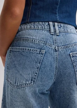 bonprix Bekleidung·Outdoorbekleidung|Bekleidung·Shirts & Tops^Jeans-Bermuda Mid Waist, Low Stretch blau denim used