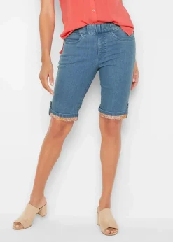 bonprix Bekleidung·Outdoorbekleidung|Shorts^Jeans-Bermuda mit farbigem Aufschlag hellblau denim