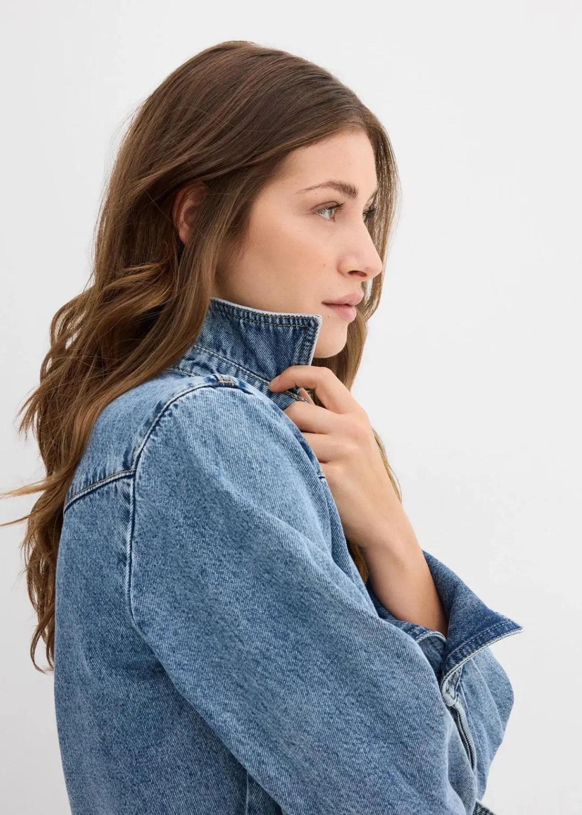 bonprix Bekleidung·Jacken & Mäntel|Blusen & Tuniken^Jeansbluse aus reiner Baumwolle blau denim used