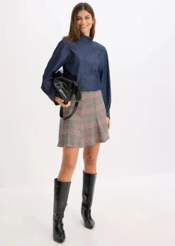 bonprix Bekleidung·Jacken & Mäntel|Blusen & Tuniken^Jeansbluse mit hohen Manschetten tiefblau denim ungewaschen