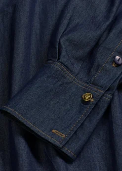 bonprix Bekleidung·Jacken & Mäntel|Blusen & Tuniken^Jeansbluse mit hohen Manschetten tiefblau denim ungewaschen