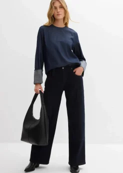 bonprix Bekleidung·Jacken & Mäntel|Blusen & Tuniken^Jeansbluse mit weitem Arm tiefblau denim ungewaschen
