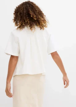 bonprix Bekleidung·Jacken & Mäntel|Blusen & Tuniken^Jeansbluse, oversized weiß denim