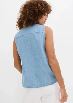 bonprix Blusen & Tuniken|Shirts & Tops^Jeans-Blusentop eisblau denim