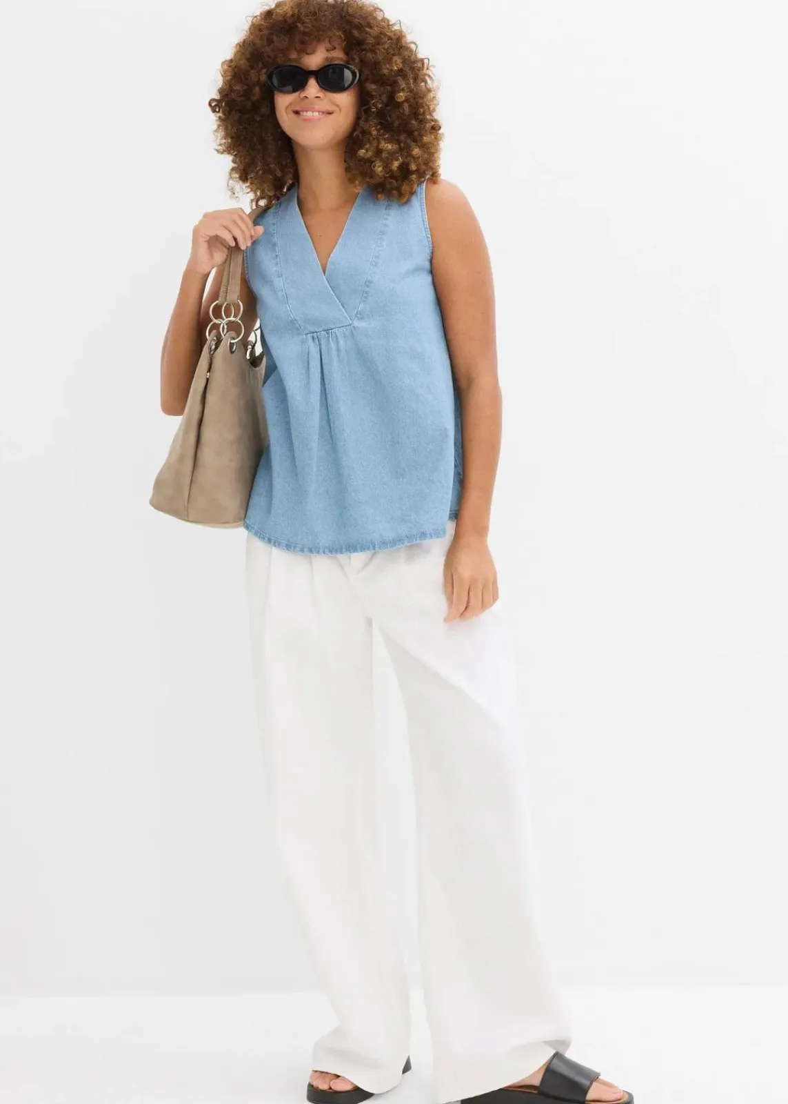 bonprix Blusen & Tuniken|Shirts & Tops^Jeans-Blusentop eisblau denim