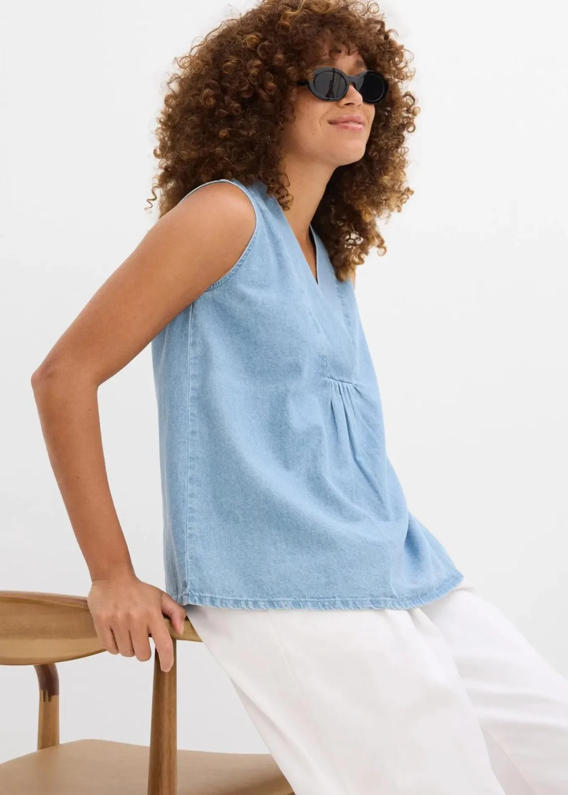 bonprix Blusen & Tuniken|Shirts & Tops^Jeans-Blusentop eisblau denim